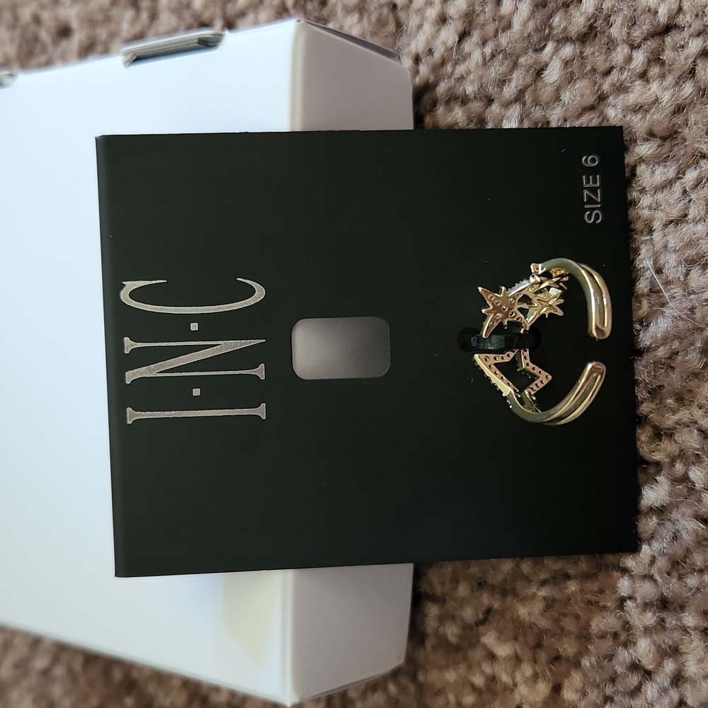 INC International Concepts Gold-Tone Pavé Star Open Ring